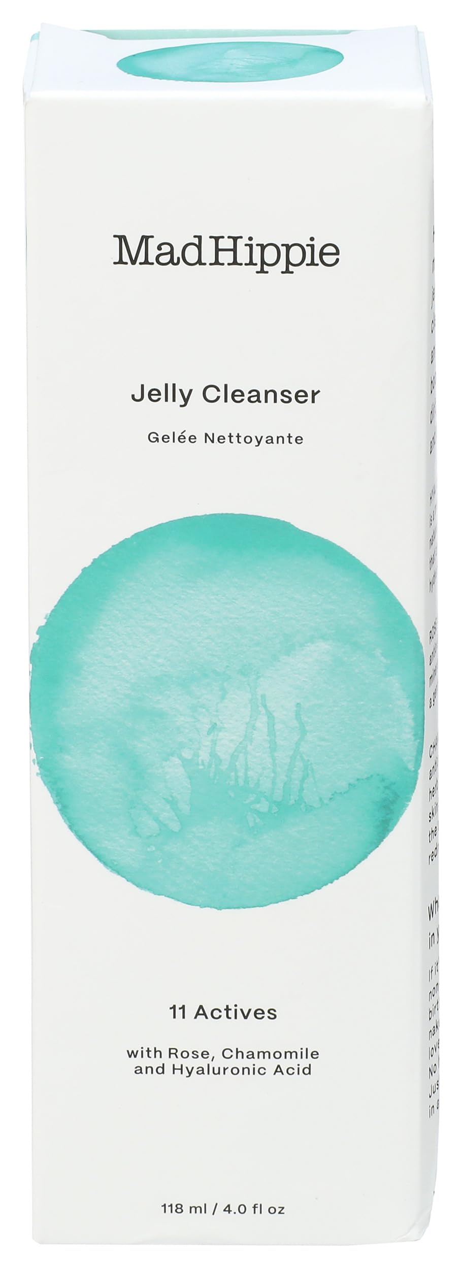 Mad Hippie Gel Cleanser - Jelly to Milky Hydrating Face Wash for Women/Men with Rose, Chamomile, and Hyaluronic Acid, 4 FL OZ