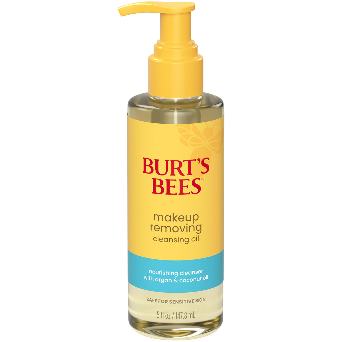 Burt's Bees Makeup Removing Cleansing Oil; Normal and Dry Skin; Safe for Sensitive Skin; Coconut and Argan Oils; Does Not Clog Pores; Hydrates, Nourishes; Non Greasy; Convenient Pump;(1) 5 Fl. Oz.