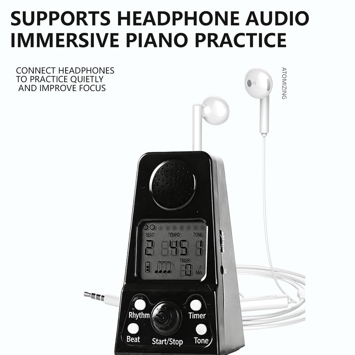 Mini digital metronome, electronic and rechargeable, with English voice counting, featuring a timer, suitable for piano, guitar, drums, violin, and all instruments