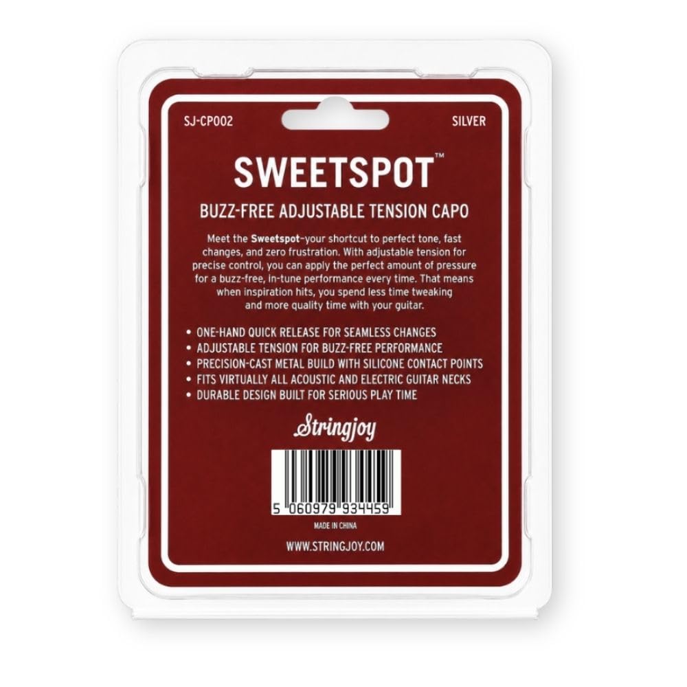 Stringjoy Sweetspot Buzz-Free Adjustable Tension Capo - Silver