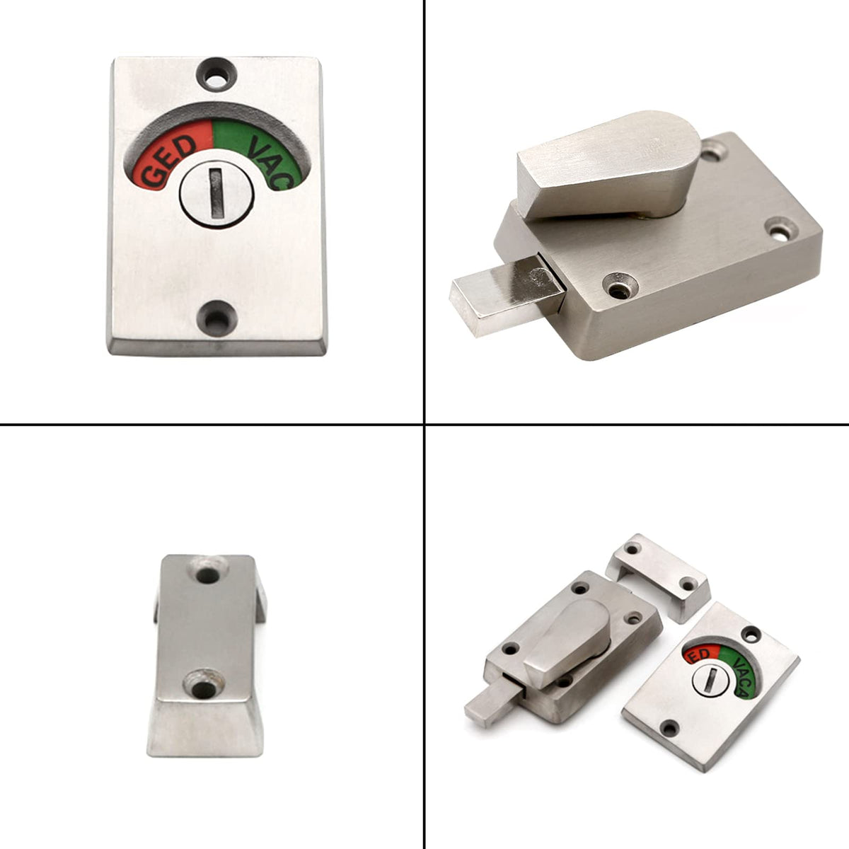 Vacant Occupied Bathroom Lock Zinc Alloy Restroom Door Lock Latch, Silver
