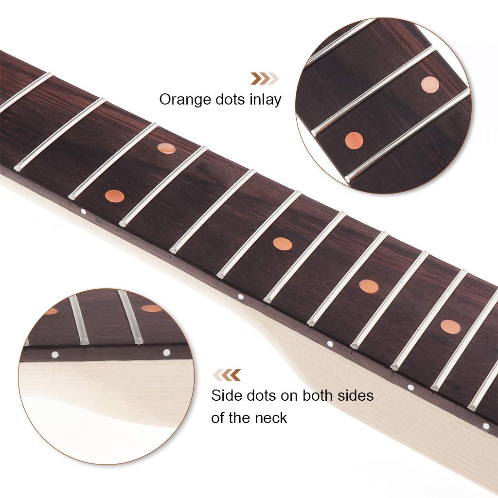 Alnicov Electric Guitar Neck Maple Head Rosewood Fretboard 24 Fret for Parts Replacement Blue