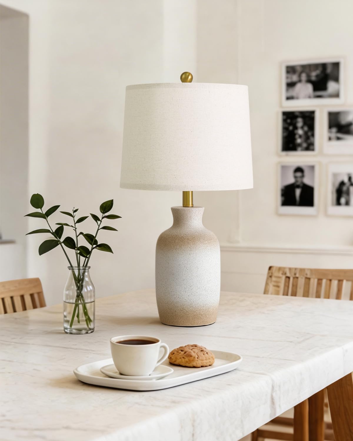 PoKat 24'' Farmhouse Ceramic Table Lamp with Natural Textured Finish