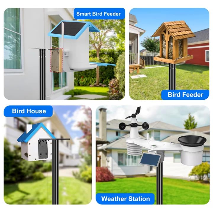Ottsuls Bird Feeder Pole, 109 Inch Heavy Duty Bird House Pole Kit for Outdoors, with 5-Prong Base Feeding Station for Wild Birds Watching, Adjustable Feeder Stand (House Not Included)