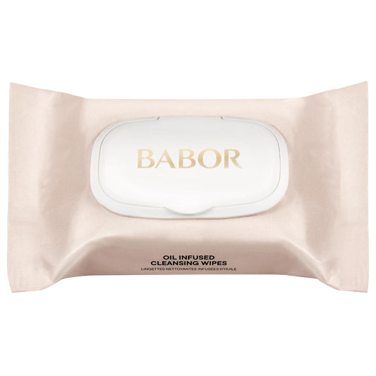 BABOR Oil Infused Cleansing Wipes, Cotton Cleansing Wipes with Panthenol, Almond Oil, Vitamin E and Hyaluronic Acid for Sensitive Skin (Pack of 25)
