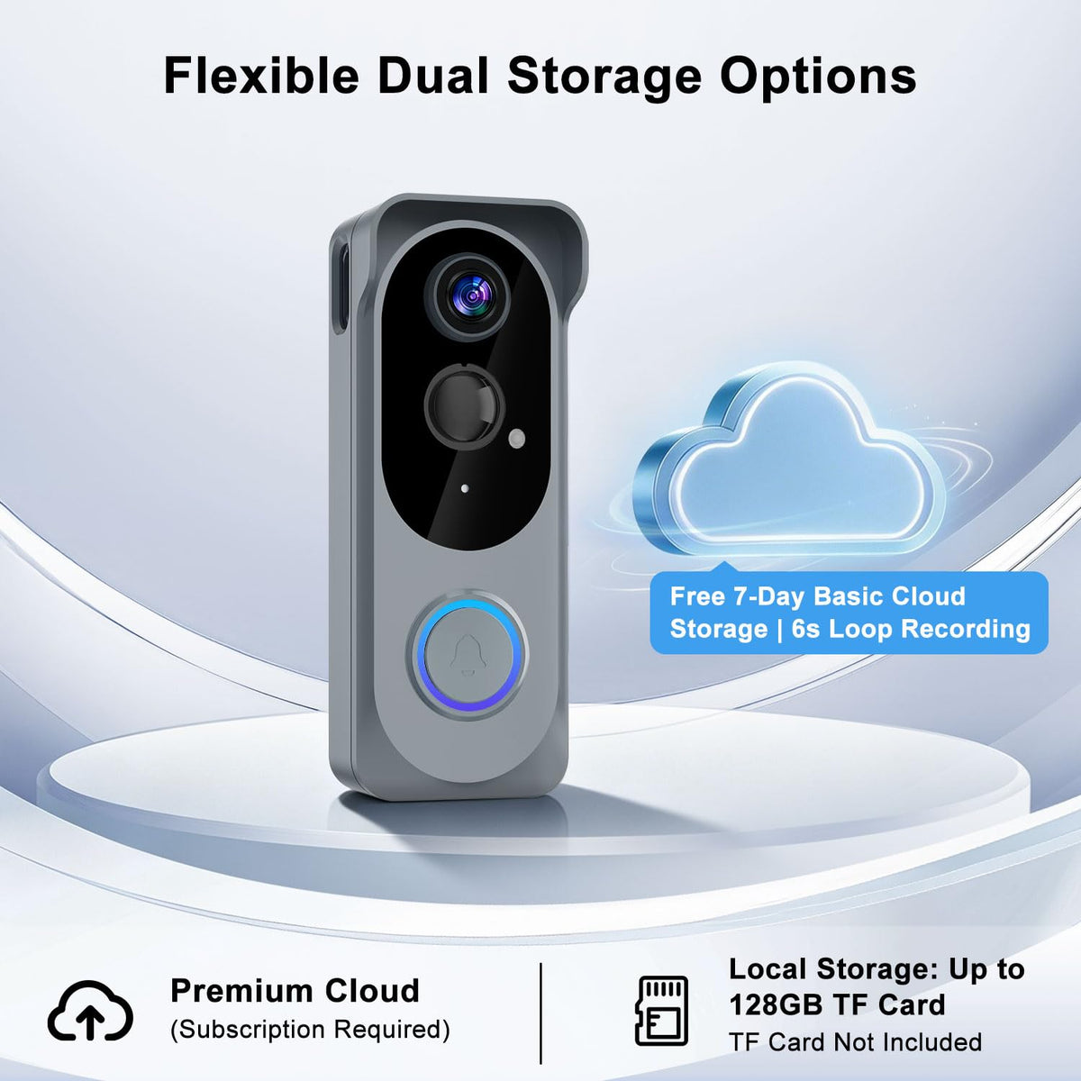 Doorbell Camera Wireless No subscription Required, 2K HD Battery Powered Smart Video Doorbell with Chime, Wide Angle, Motion Alerts&Two‑Way Talk, Night Vision, Compatible with Alexa ,2.4G WIFI Only