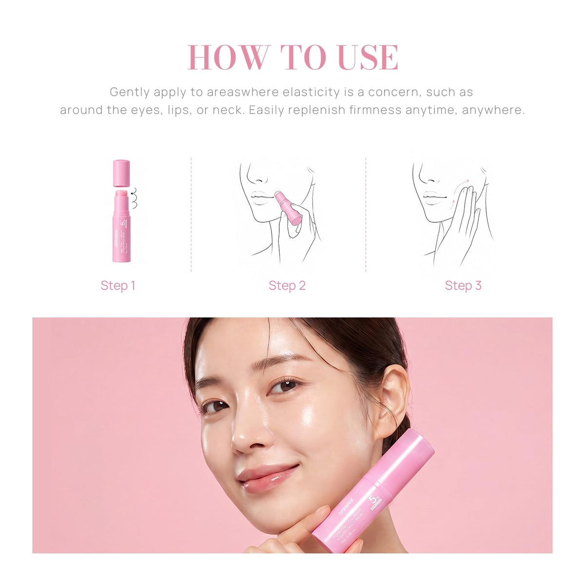 PDRN Pink Collagen Volume Multi Balm Stick, K-Beauty Skin Booster with Volufiline, Multi-use Care for Face, Neck, Under-Eyes & Forehead, Helps Hydrate & Smooth the Look of Fine Lines, 1 Packlip makeup