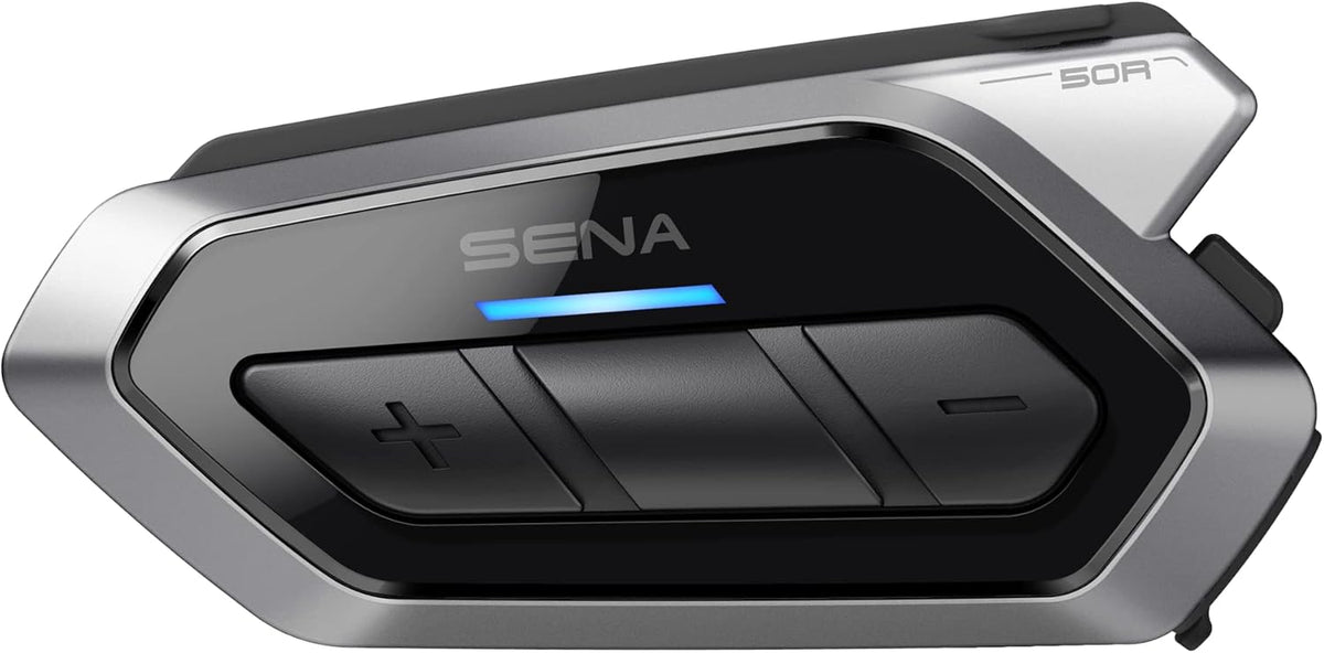 Sena 50R 3-Button Motorcycle Bluetooth Headset w/Sound by Harman Kardon Integrated Mesh Intercom System Premium Microphone & Speakers