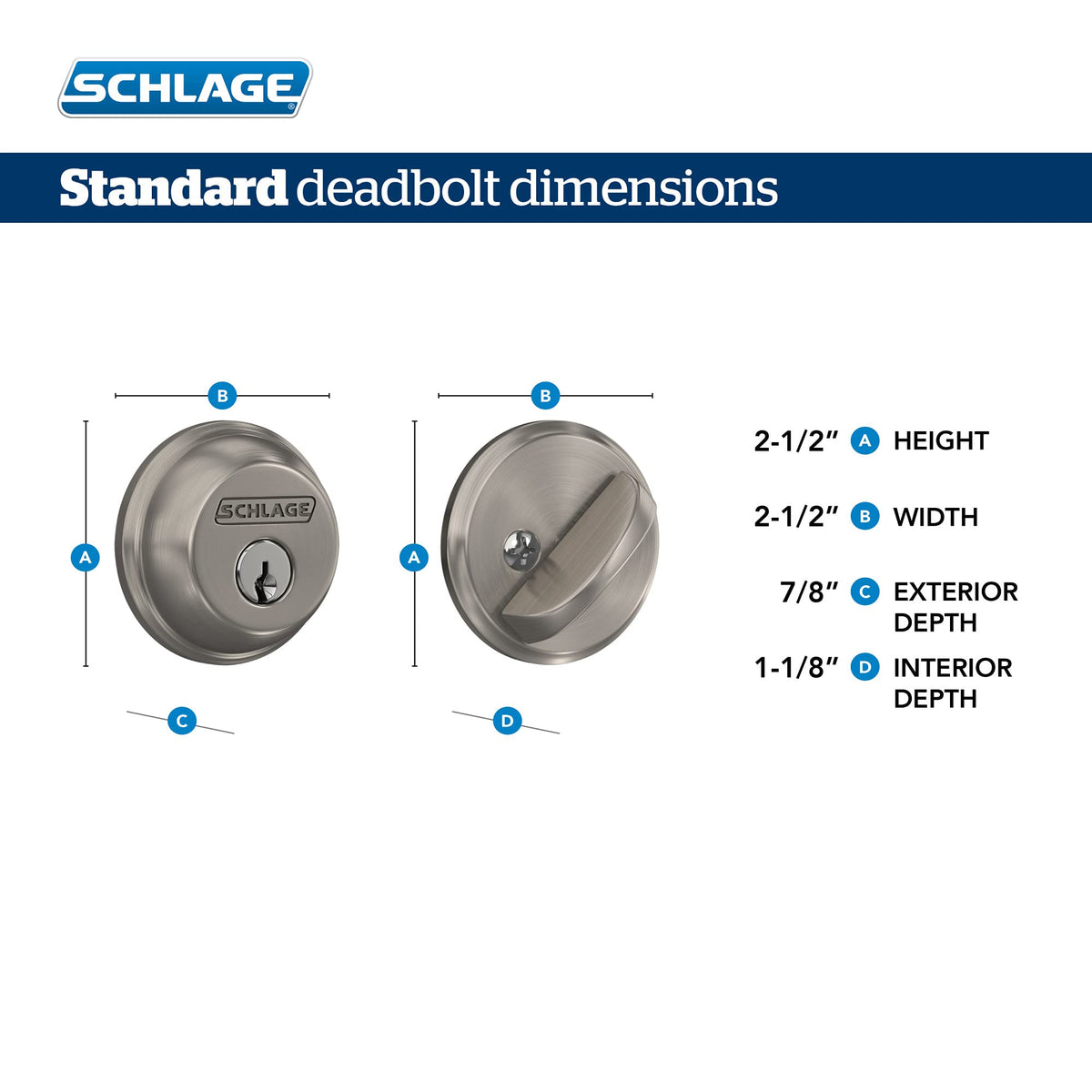 Schlage B60 N 622 Deadbolt, Keyed 1 Side, Highest Residential Security, Matte Black