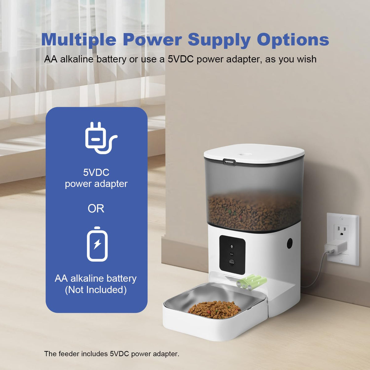 ANDOLL HOME 2.4G Automatic Cat Feeder, 4L WiFi Food Dispenser with 10s Voice Recorder, Pet Feeder up to 10 Meals per Day, Timed Cat Feeder with Dry Food Sealed Ring