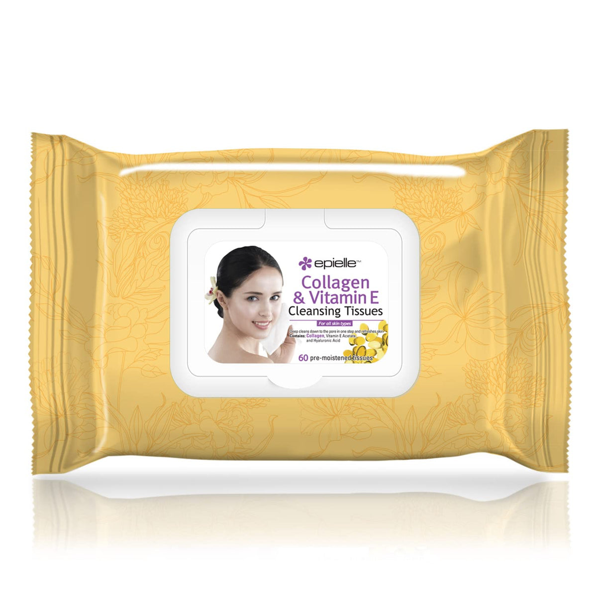 Epielle Makeup Remover Wipes, Remove Waterproof Mascara, Gentle Daily Facial Cleanser Towelettes with Collagen, Cucumber & Argan Oil, Stocking Stuffers, 60 Count (Pack of 4)