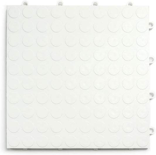 GarageDeck Coin Pattern, Durable Interlocking Modular Garage Flooring Tile (12 Pack), White