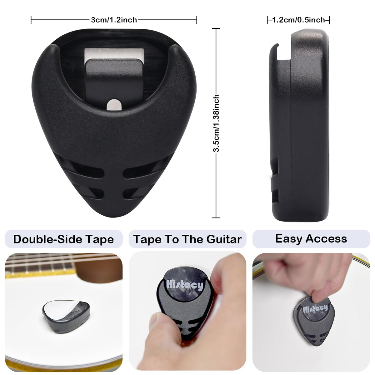 Histacy All Black Guitar Accessories Kit: Clip-On Tuner, 3-in-1 Capo, 30 Picks & Storage for Acoustic, Electric Guitar, Bass & Ukulele, All-in-One Perfect Guitar Gift Set for Men & Beginners & Pros