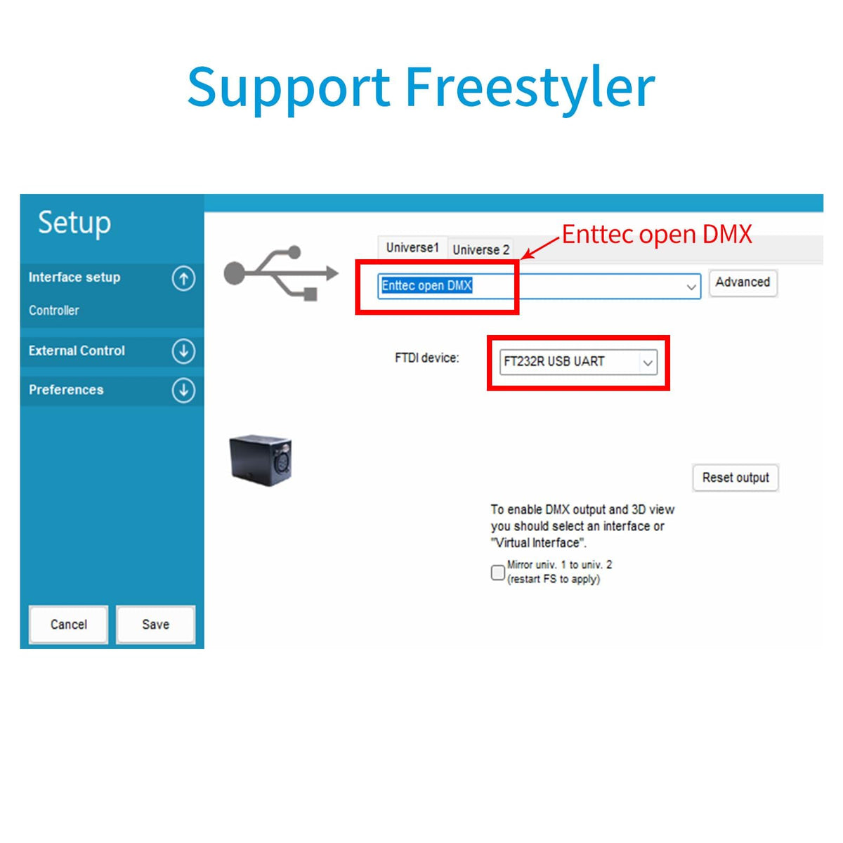 DSD TECH SH-RS09B USB to DMX Cable Support Freestyler, QLC+, Dmxcontrol, Lightkey, Lightjams, Soundswitch and Pi Open Lighting (1.8M/5.9FT)
