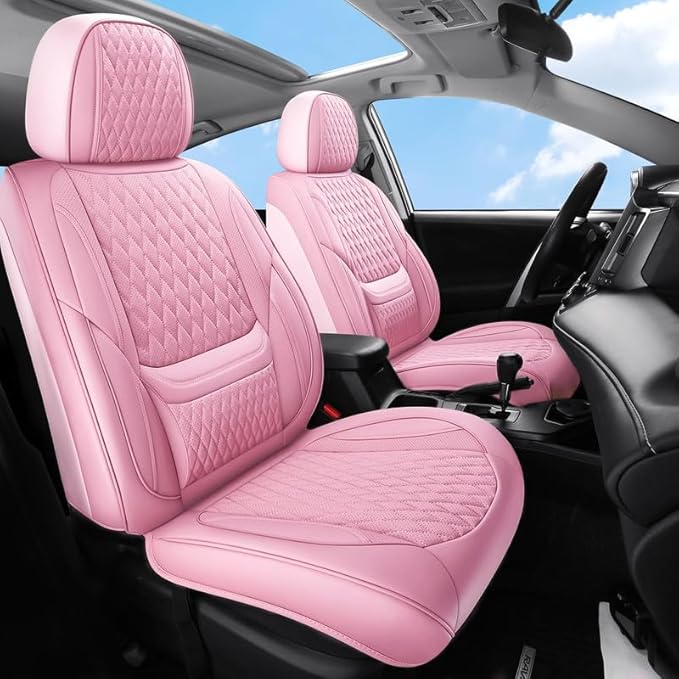 Car Seat Covers Full Set Custom Fit for Buick Verano 2012-2017 - Premium Faux Leather with Lumbar Support | Breathable, Waterproof, Anti-Slip, Durable (Pink,Full Set)