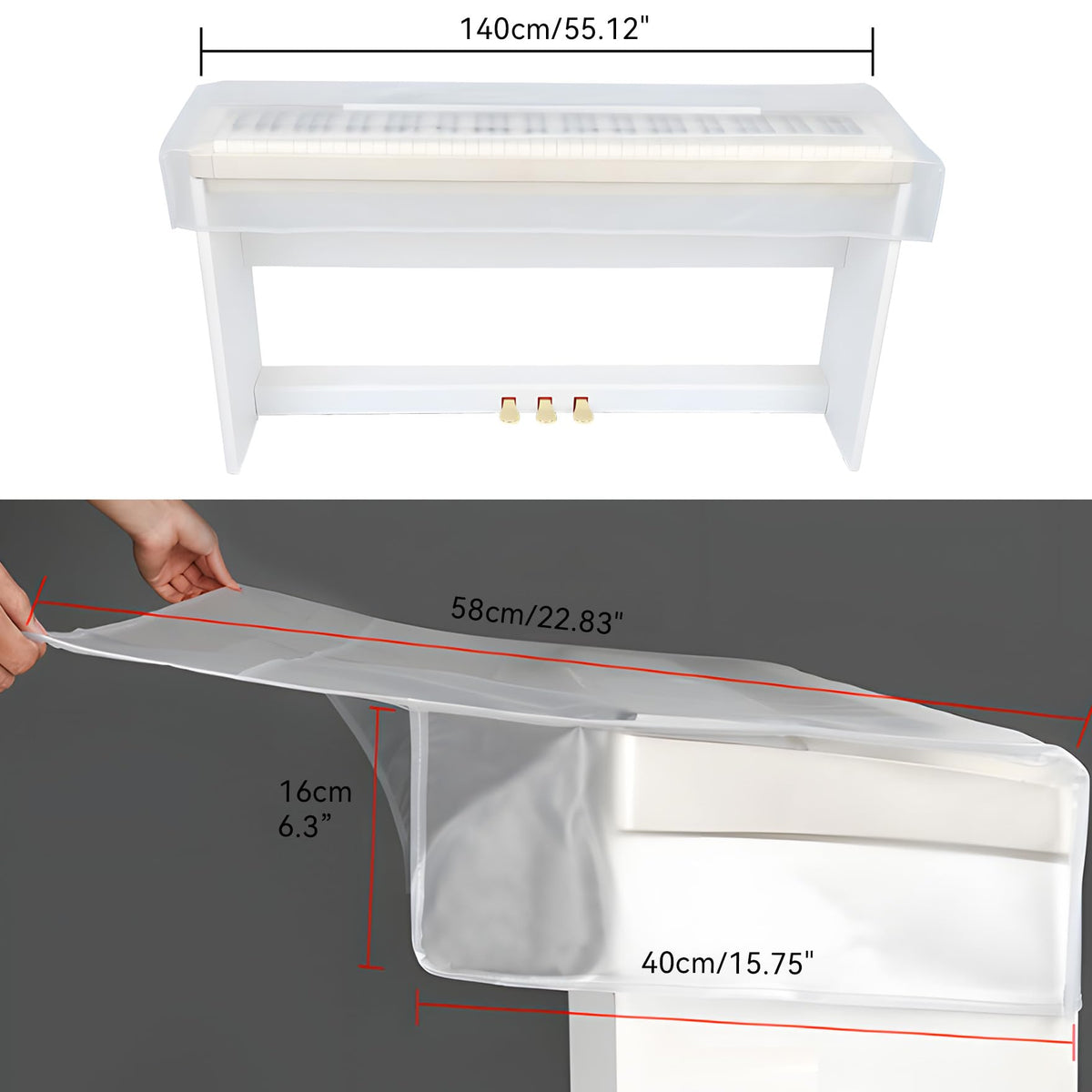 Klmnop Piano Keyboard Dust Cover for 88 Keys, Waterproof Transparent Piano Covers for Protection of Electric/Digital Piano(Clear)