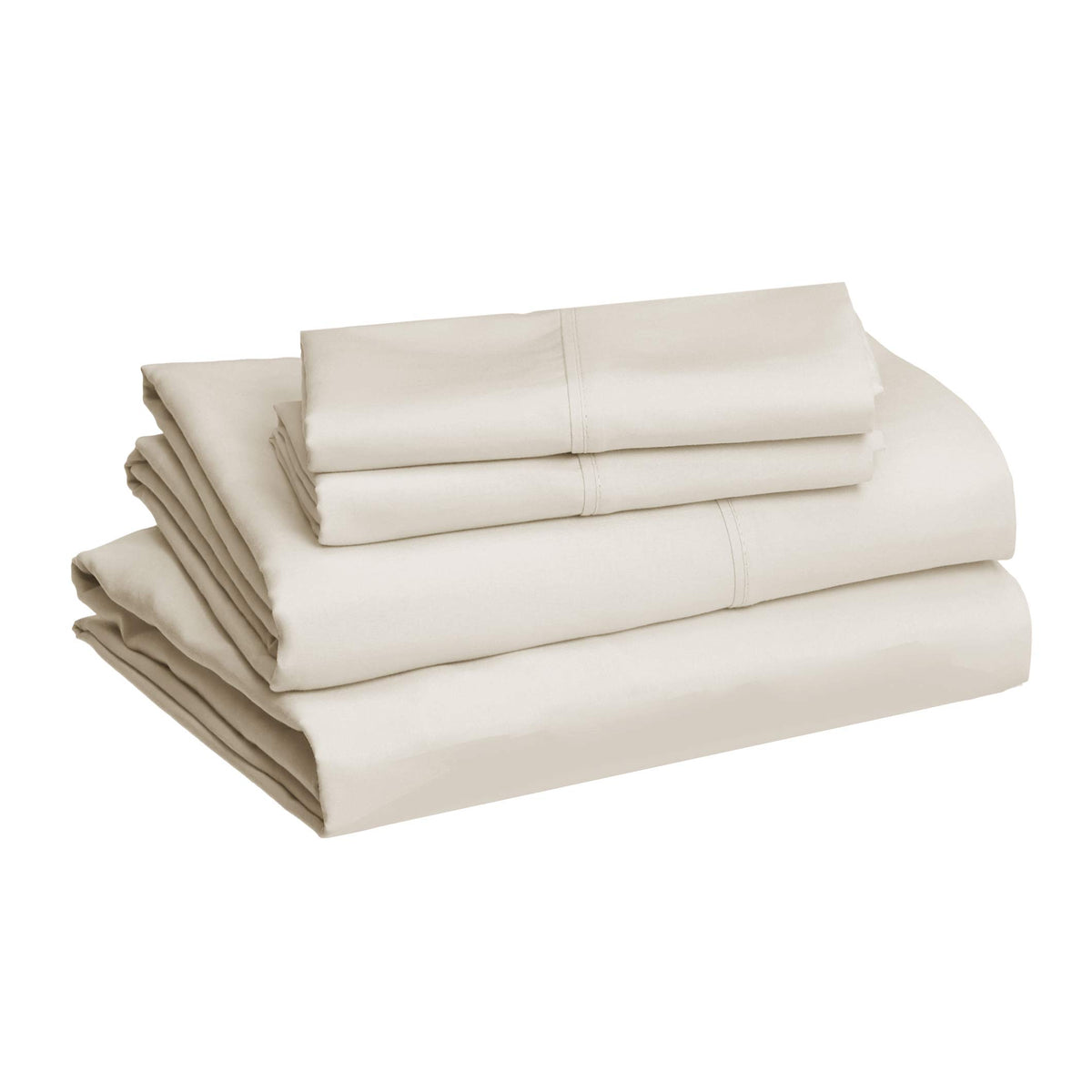 Amazon Basics Lightweight Super Soft Breathable Brushed Microfiber 4 Piece Bed Sheet Set with 14-Inch Deep Pockets, Wrinkle Resistant, Queen, Beige, Solid