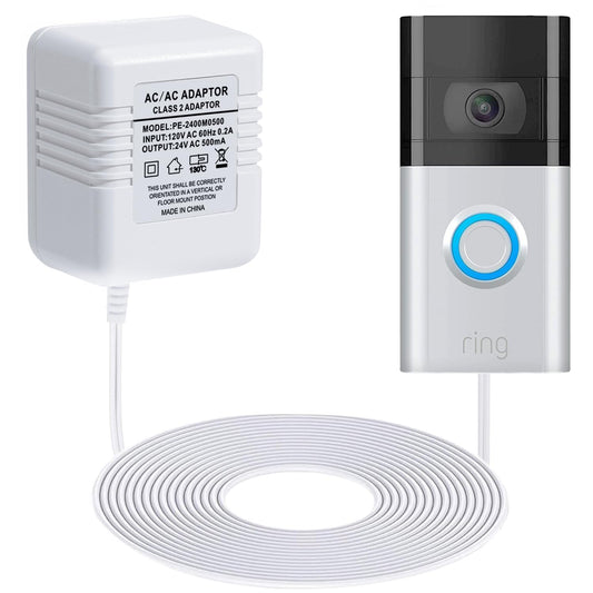 Doorbell Transformer 24V Adapter for Ring Video Doorbell, 16.4ft Long C Wire Power Supply, Compatible with Ring, Nest Hello, Wyze and Eufy Video Doorbells
