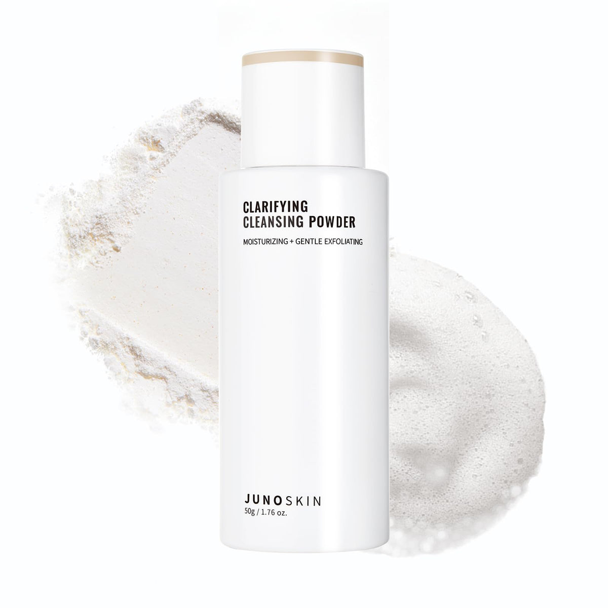 JUNO & Co. Cleansing Powder, Exfoliating Face Wash, 10-Ingredient Powder-to-Foam Cleanser with Hyaluronic Acid, Rice Extract, and Papain Enzyme, No Added Fragrance, 50 g / 1.76 oz.