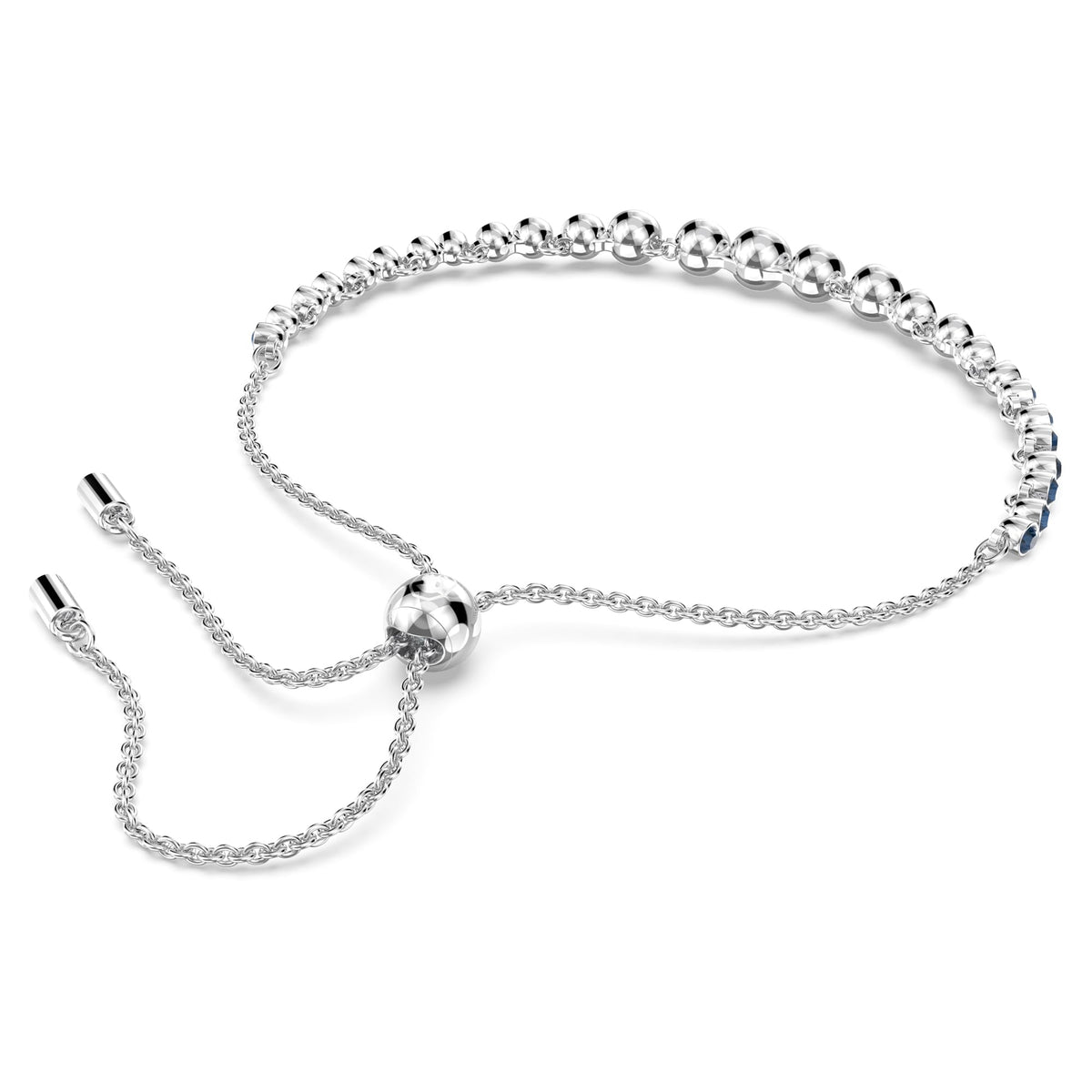 Swarovski Imber Emily Bracelet, Round Blue Crystals on Rhodium Finished Band, Part of the Emily Collection