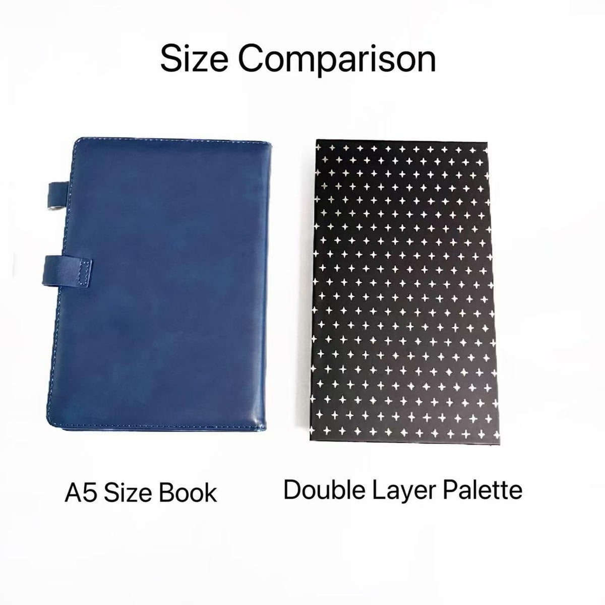 Large Double Layer Book Shape Empty Magnetic Eyeshadow Makeup Palette with Mirror and 20pcs Adhesive Stickers, Sliver Stars Cover, Fits Standard and Deep Pans (Not Included Eyeshadows)