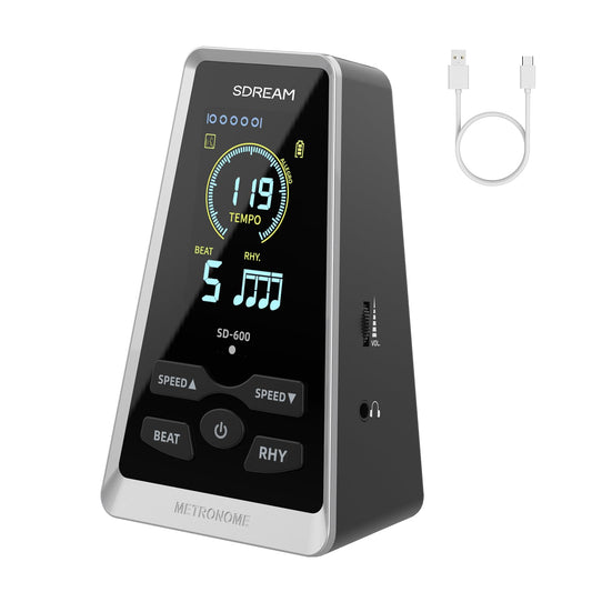 SDREAM Digital Metronome for Piano,Guitar,Violin,Rechargeable LCD Electronic Metronome with Human Voice,Professional Metronome for Beginners & Musicians,Instrument Volume & Beat Speed Adjustable