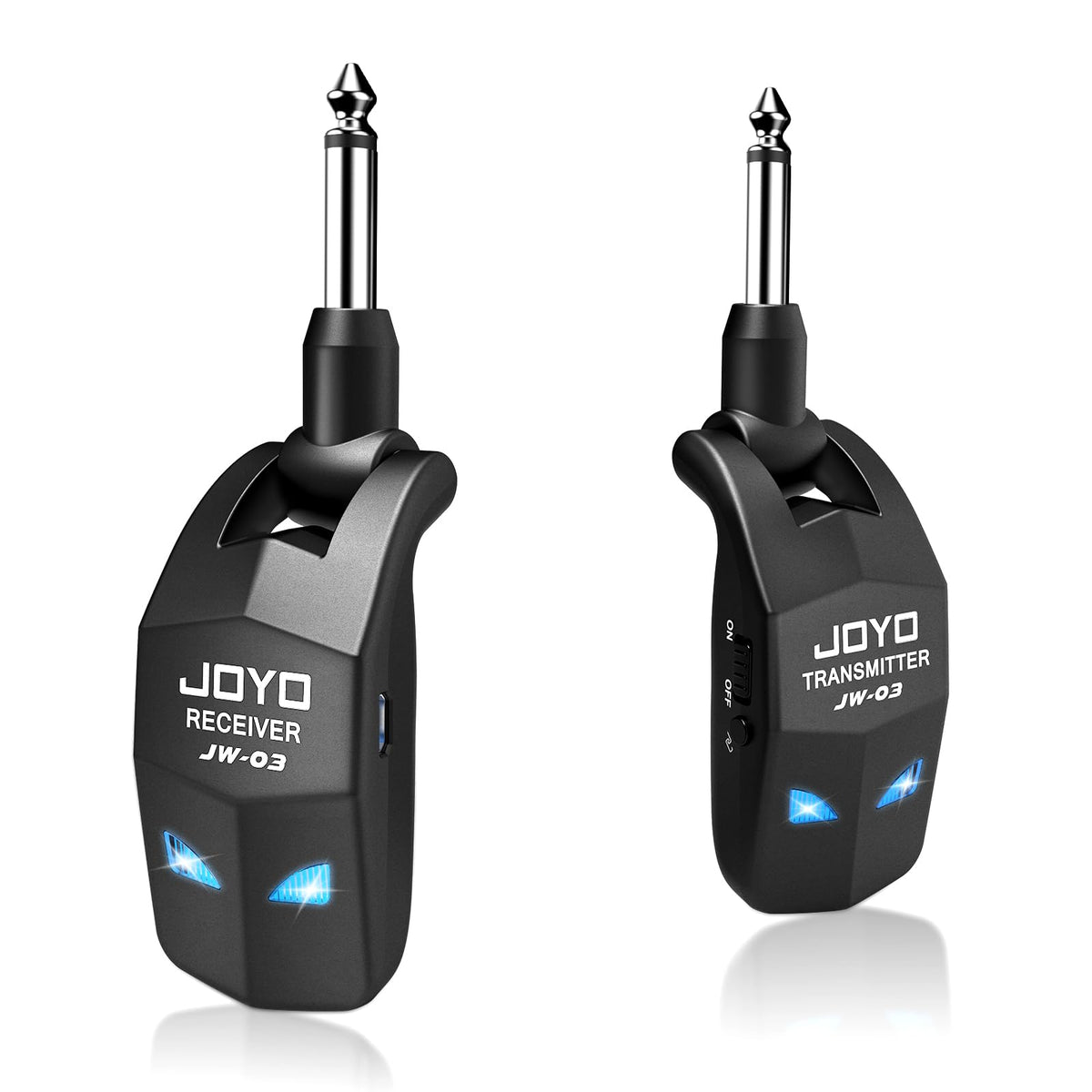 JOYO 2.4GHz Wireless Guitar System Rechargeable Transmitter and Receiver 4 Selectable Channels, 5ms Low Latency, 65ft Range, Up to 8 Hour Battery for Electric Guitar, Bass & Acoustic (JW-03)