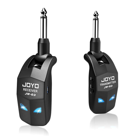 JOYO 2.4GHz Wireless Guitar System Rechargeable Transmitter and Receiver 4 Selectable Channels, 5ms Low Latency, 65ft Range, Up to 8 Hour Battery for Electric Guitar, Bass & Acoustic (JW-03)