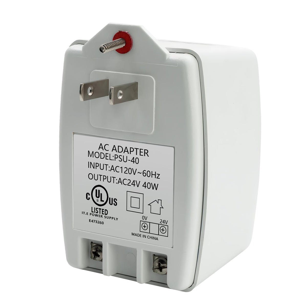 Plug-in Doorbell Power Supply, 24V 40VA Auto-Resetting AC Transformer
