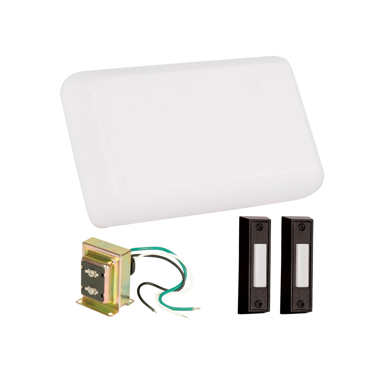 Craftmade CK1001-W Builder Chime Kit Includes White Door Chime, T1610 Transformer, 2 Black Buttons