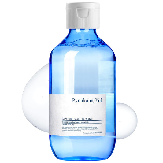 Pyunkang Yul PKY Low pH Cleansing Water Makeup Remover Face Cleanser with Witch Hazel and AHA - Cica, Tea Tree Extract Natural Ingredients Ceramide Micellar Water 9.8 Fl Oz