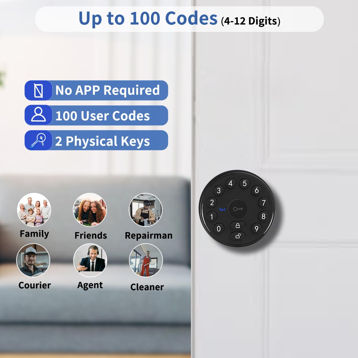 Buoan Keyless Entry Door Knob with Keypad, Electronic Deadbolt Door Lock