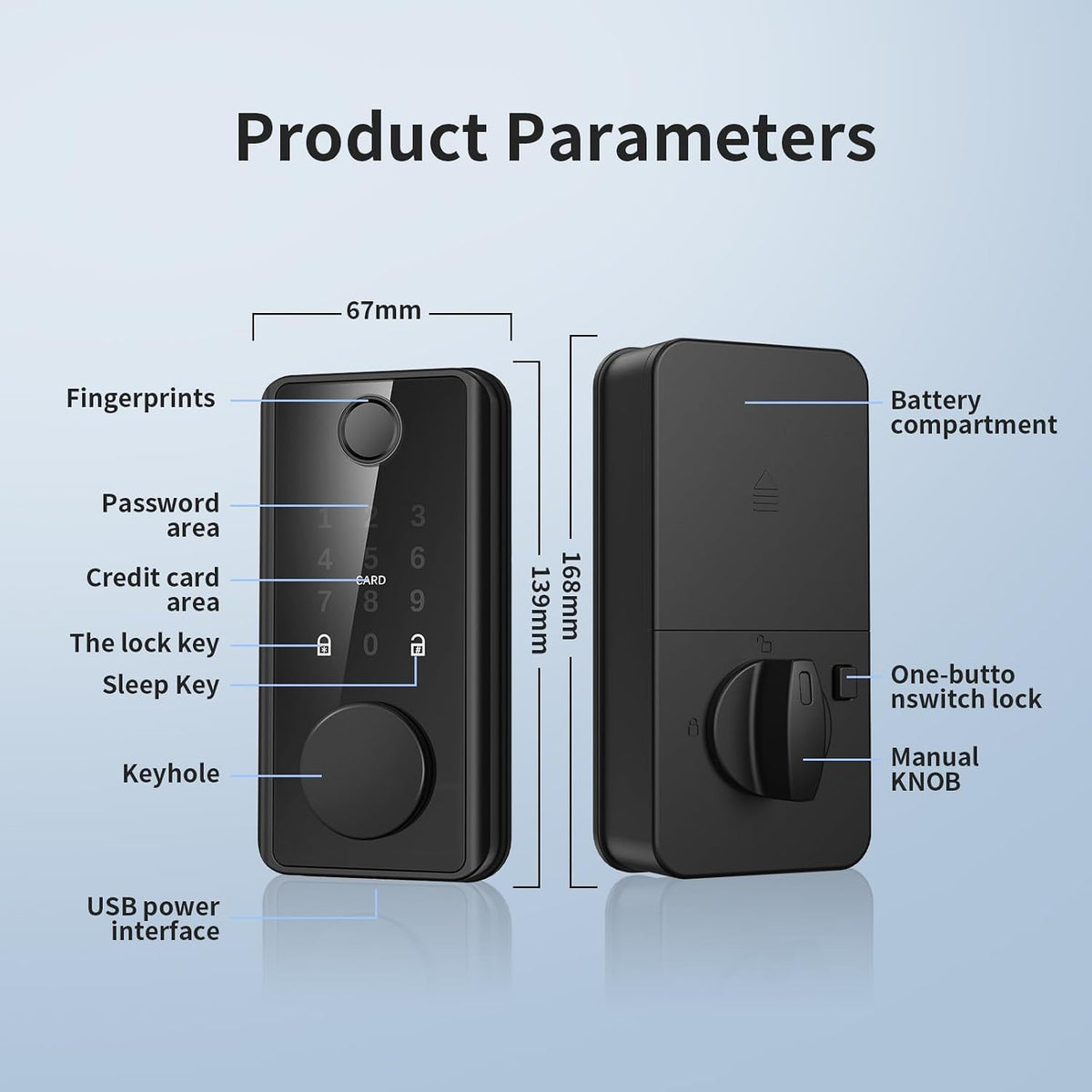 Fingerprint Door Lock, Keyless Entry Keypad Deadbolt for Bedroom Front Door
