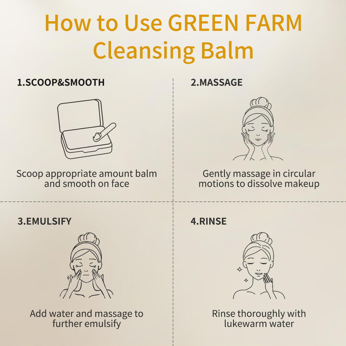 GREEN FARM Makeup Remover Cleansing Balm - Instantly Melts Waterproof Mascara & Long-Wear Makeup, No Residue, Gentle for Sensitive Skin