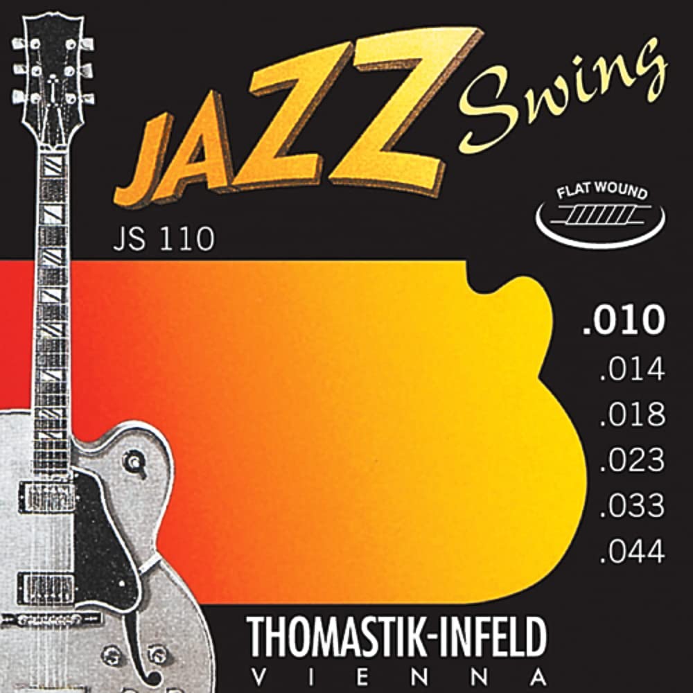 Thomastik-Infeld Jazz Guitar Swing Series 6 String - Electric Flat Wound Guitar Strings for a Rich and Warm Traditional Jazz Sound - Pure Nickel Flat Wounds E, B, G, D, A, E Set
