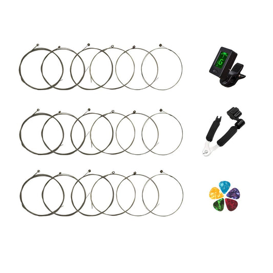 Electric Guitar Strings - 3 Full Sets, Tuner, Restringing Tool, 5 Picks