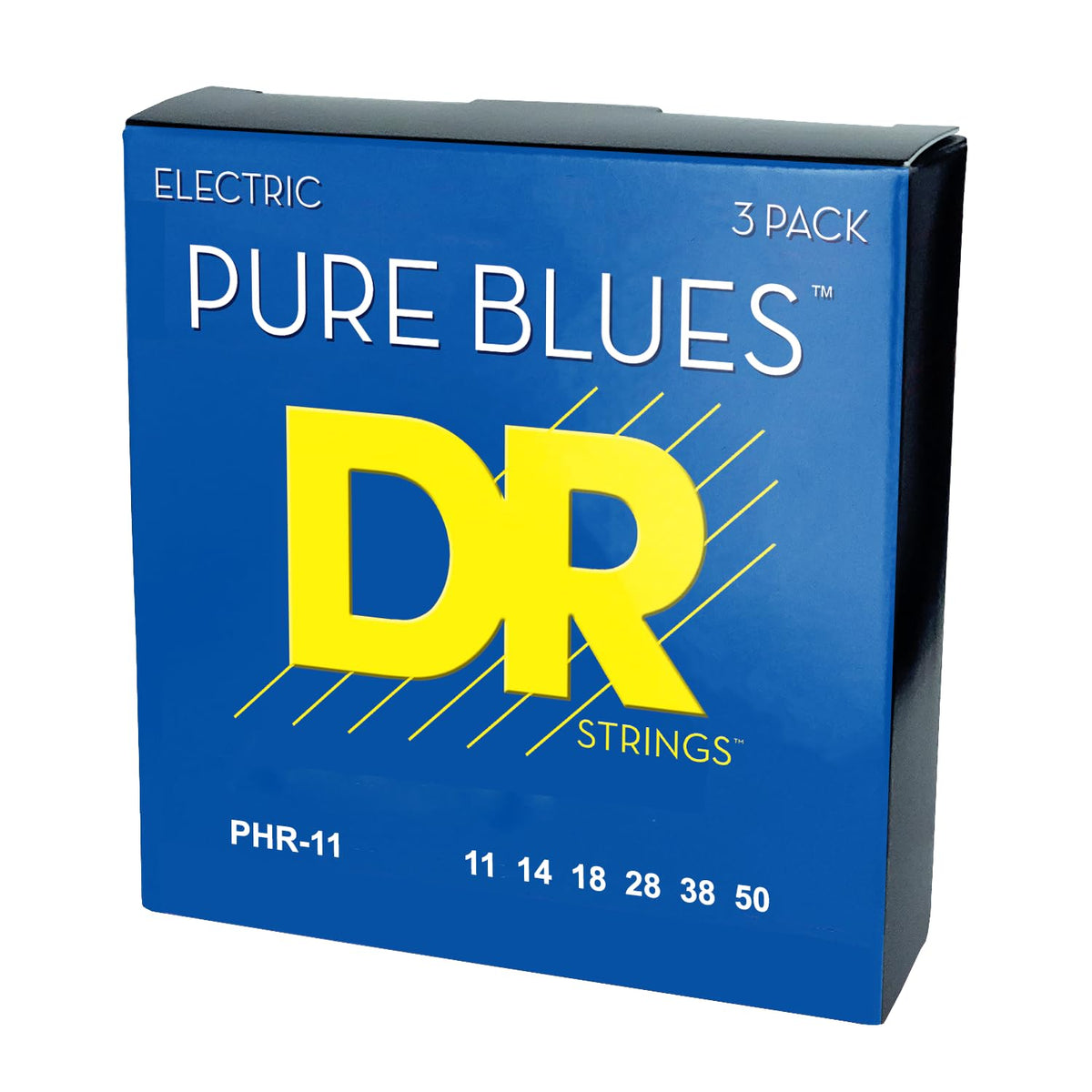 DR Strings PURE BLUES Pure Nickel Electric Guitar Strings (11-50) — 3-Pack