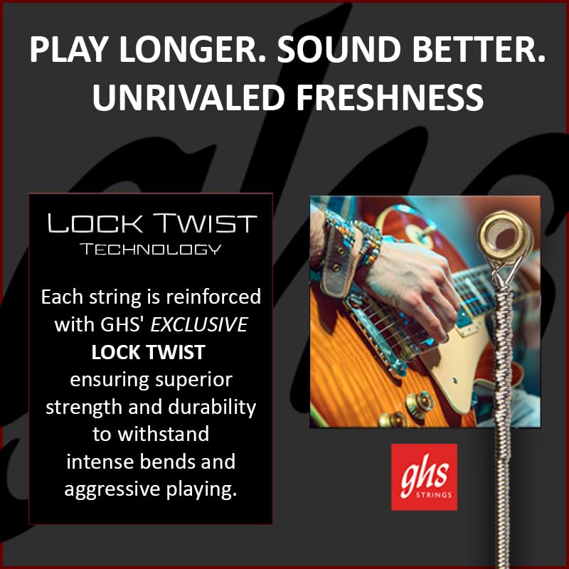 GHS Strings, GBXL Boomers, Nickel Plated Steel Electric Guitar Strings, Legendary Strength, Consistent Intonation, Long Lasting Brightness, Tone & Sustain. For 6-String Guitar, 9-42 XLT Gauge, 6 Pack