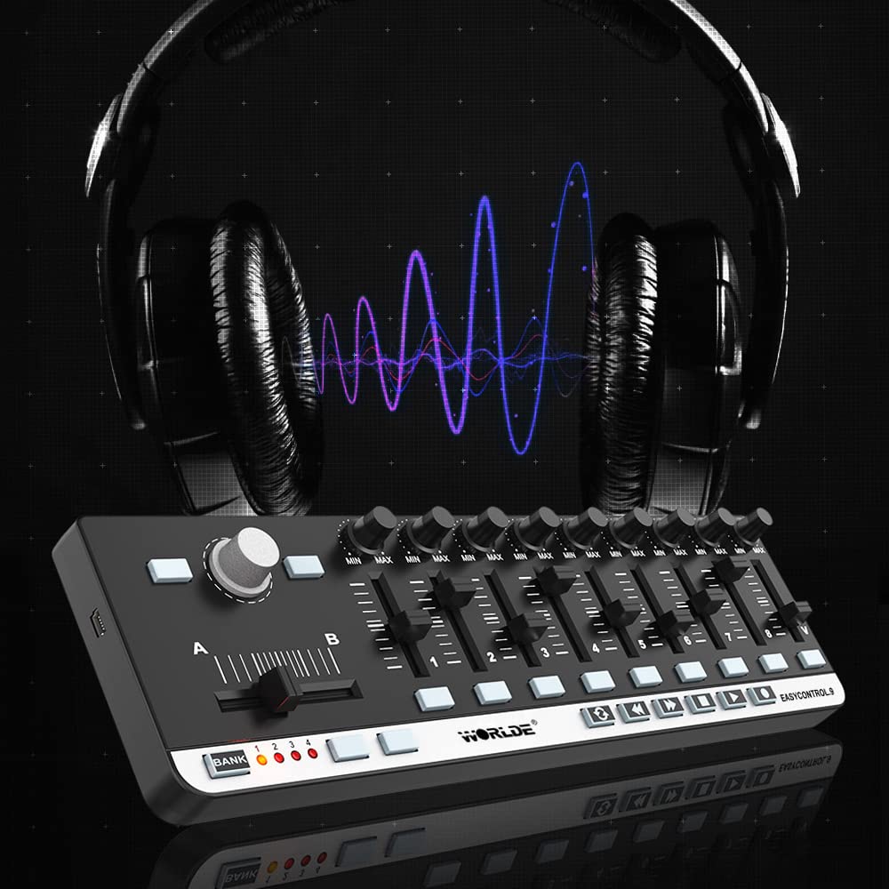 Btuty USB MIDI Controller with 9 Faders 9 Knobs for Music Production