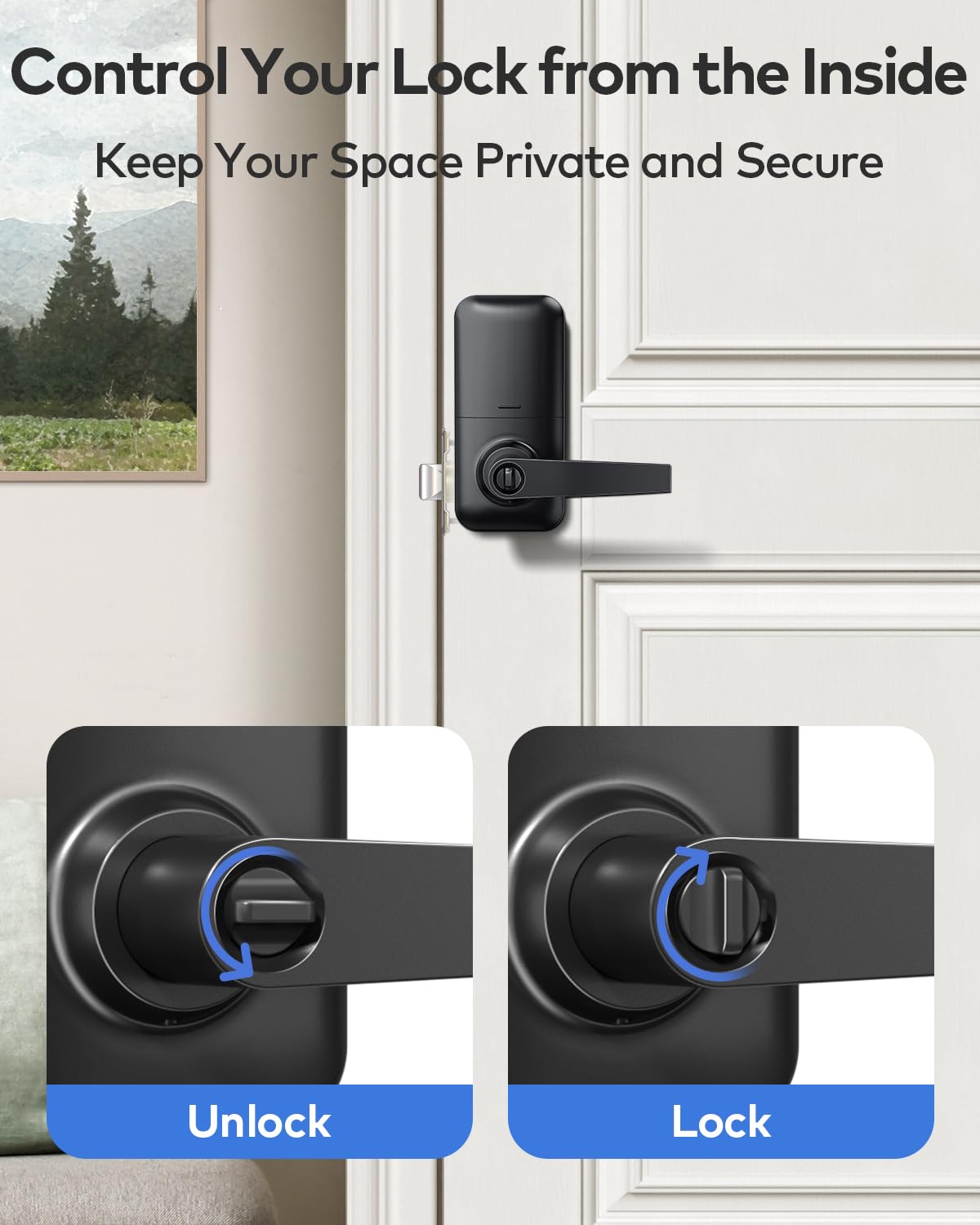 TEEHO TE004 Keyless Entry Door Lock Handle with Keypad, Matte Black
