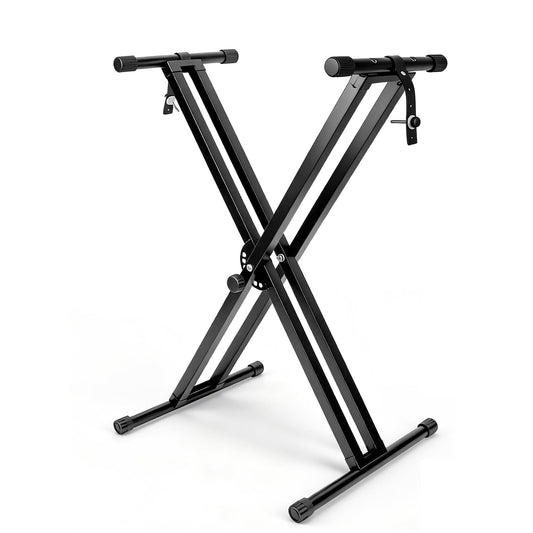 Double-X Keyboard Stand,7 Adjustable Heights Piano Stand with Locking Straps, Heavy Duty Piano Keyboard Stand Fits for 54，61，88 Key Digital Pianos