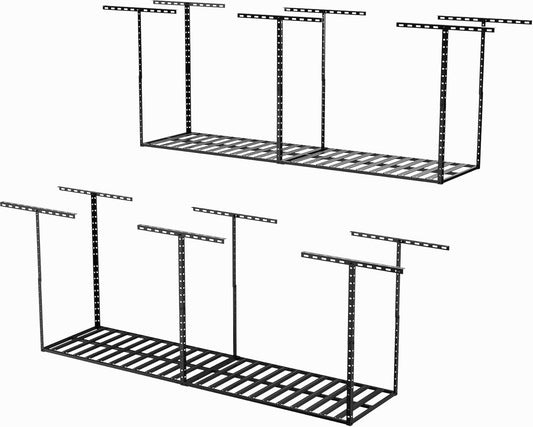 SunsGrove 2x8 Garage Storage Overhead Rack Organization, Adjustable Ceiling Mounted Storage Racks, 800LBS Weight Capacity, 22"-40" Ceiling Dropdown, 2 Pcs, Black