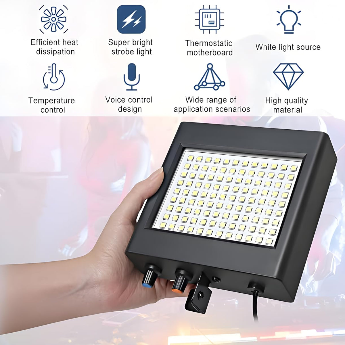 LED Stage Strobe Lights, 108 LED Super Bright Flash Strobe Lighting, Sound Control Auto Operation Strobe Speed Portable Control for DJ Christmas Party Show Club Disco Dance (White Without Remote)