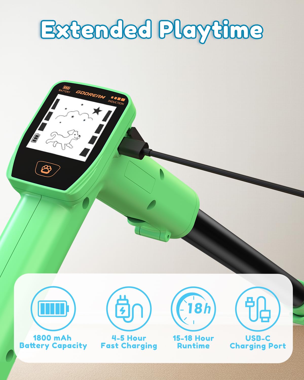 Metal Detector for Kids - Rechargeable Kids Metal Detector with LCD Display, Adjustable 23.6"-34.2" Metal Detector, 6.5" Waterproof Search Coil for Beach & Outdoor Exploration