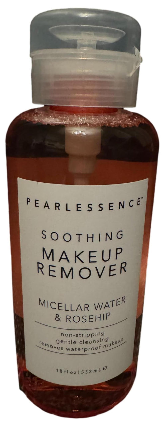 Pearlessence Soothing Makeup Remover — Micellar Water & Rosehip | Gently Removes Waterproof Makeup, Hydrates & Cleanses (18 Fl Oz)