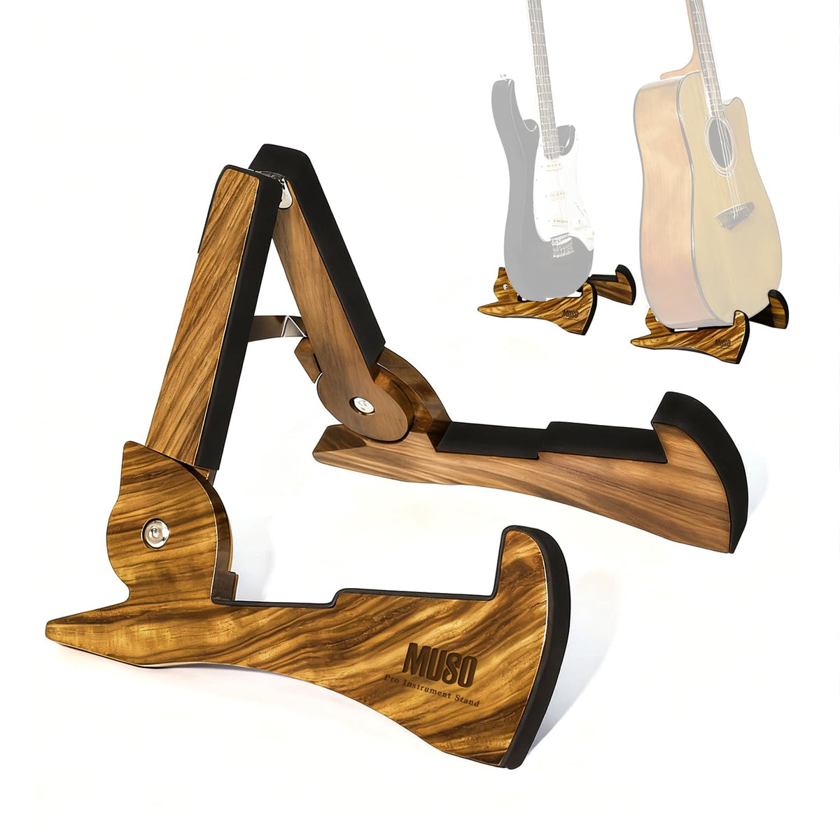 Guitar Stand, Acoustic Guitar Stand with Padded Foam, Classical Electric Guitar Stand,Folding Bass Guitar Display Stand Travel Guitar Stand, Compatible with Mandolin, Bass, Banjo, Ukulele,Rabbit-Shape Patented (Zebra)