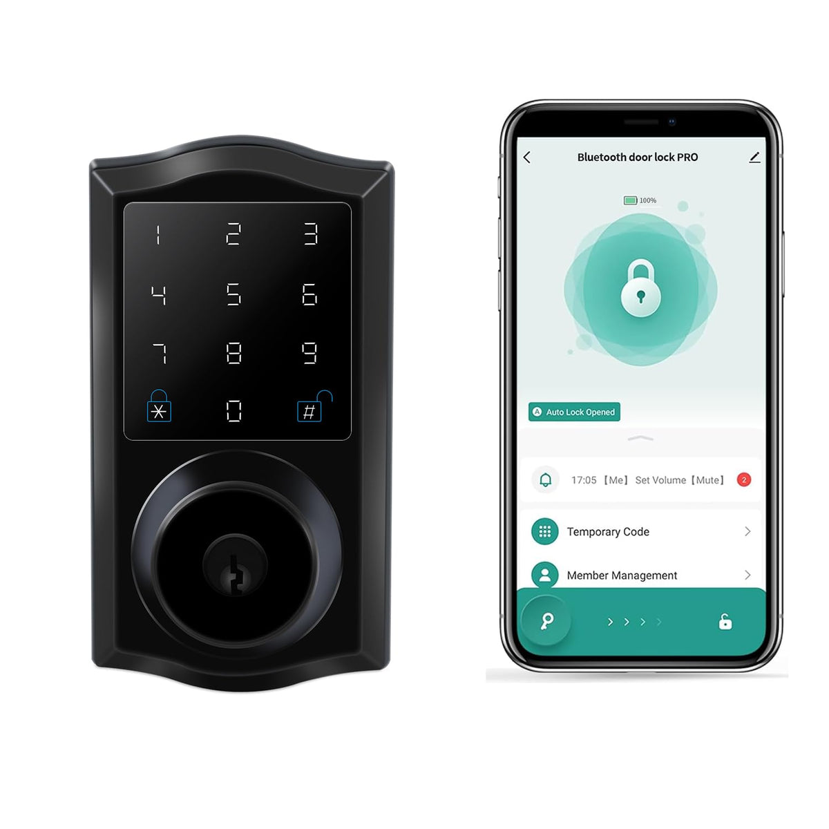 Pahama Bluetooth Deadbolt Lock, Keyless Entry Door Lock with APP Control Digital Deadbolt with App Control Keyless Entry Fingerprint Deadbolt Auto Electronic Keypad Smart Locks for Front Door