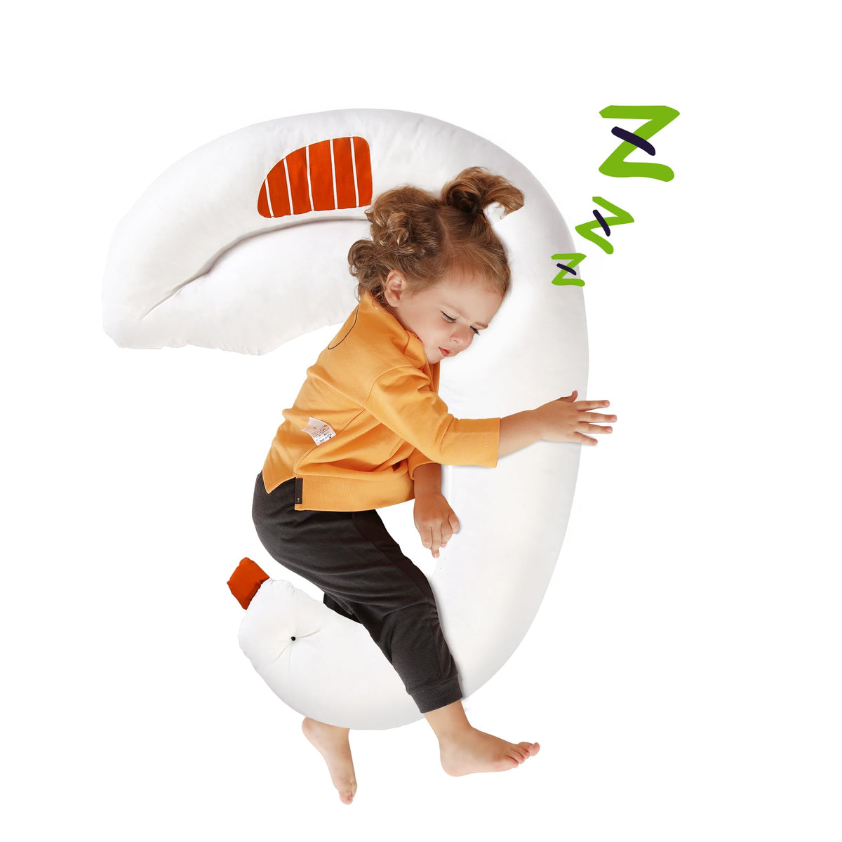 Choc chick Toddler Body Pillow,36x27in Swan Shape Hug Pillow for Sleeping