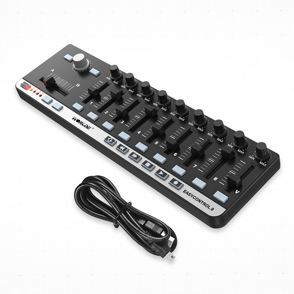Btuty USB MIDI Controller with 9 Faders 9 Knobs for Music Production