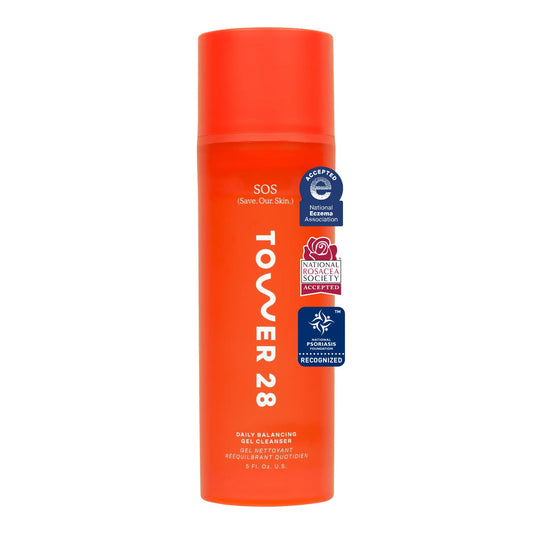 Tower 28 SOS Gel Facial Cleanser - Hydrating Face Wash + Makeup Remover for Sensitive Skin - Soothing + Gentle Face Cleanser with Aloe Vera, Oat Extract + Minerals - Fragrance-Free Skin Care (5 oz)